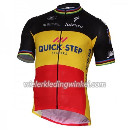 Set Fietsshirt + Korte Koersbroek 2017 Quick-Step Floors Belgisch kampioenschap